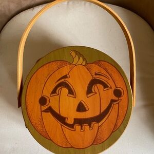 Charming Longaberger Basket with Jack-O-Lantern Fitted Lid